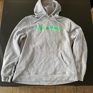 Men’s Rick and Morty Hoodie, XL, Gray.